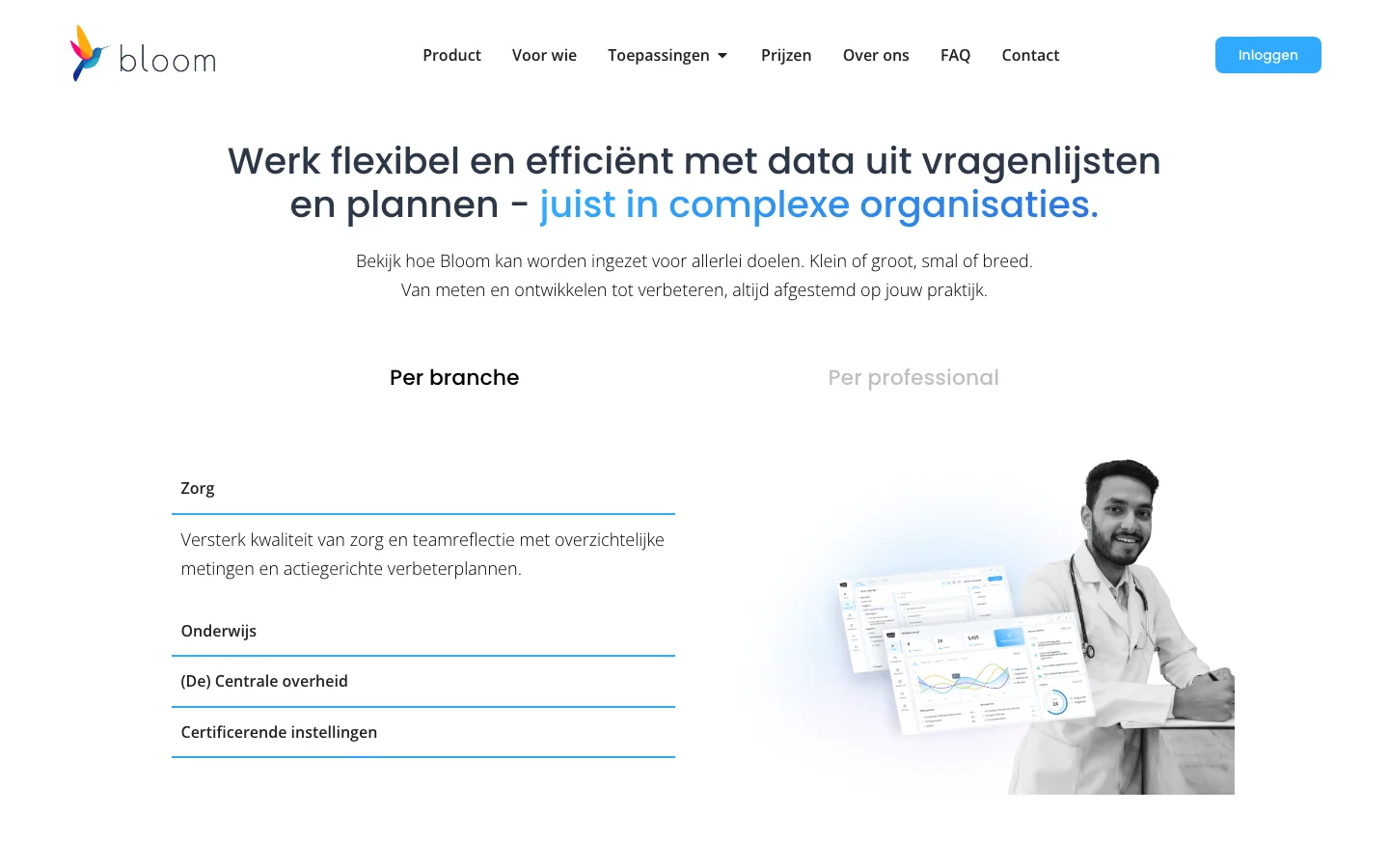 Bloom Platform sectoren - zorg, onderwijs, overheid